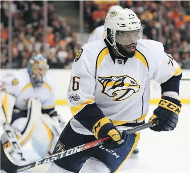  ??  ?? Since his trade from the Montreal Canadiens, defenceman P.K.Subban has bought into what the Nashville Predators are doing as a team and the result is a trip to the Western Conference final for the first time in franchise history. SEAN M. HAFFEY / GETTY...