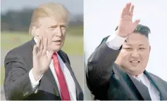  ??  ?? A combo file photo of Trump and Kim. — AFP photo