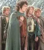  ?? COURTESY OF NEW LINE CINEMA ?? From left, Dominic Monaghan, Elijah Wood, Billy Boyd and Sean Astin from “The Lord of the Rings Trilogy.” The Hobbits will appear at Fan Expo Cleveland on April 12 through April 14.