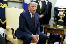  ?? EVAN VUCCI - THE ASSOCIATED PRESS ?? President Donald Trump speaks during a meeting with Italian President Sergio Mattarella in the Oval Office of the White House, Wednesday, in Washington.