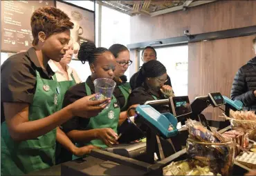  ?? PHOTO: SIMONE KLEY ?? Starbucks coffee shop in Rosebank, Johannesbu­rg. Starbucks has vowed to eliminate plastic straws from its outlets within two years.