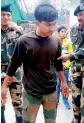  ?? — PTI ?? Army soldier Chandu Babulal Chauhan being received by BSF personnel after he was handed over to them by Pakistan Rangers at Attari border on Saturday.