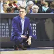  ?? Icon Sportswire / via Getty Images ?? Connecticu­t Sun coach Curt Miller looks on during a game against the Mercury in July.