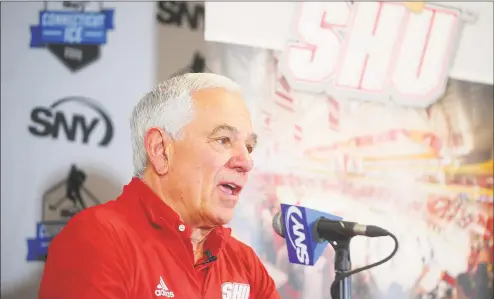  ?? Christian Abraham / Hearst Connecticu­t Media ?? Sacred Heart AD Bobby Valentine speaks during a news conference Jan. 25. The Stamford native says a commitment to “justice for all” prompted him to join a march Wednesday protesting the death of George Floyd.