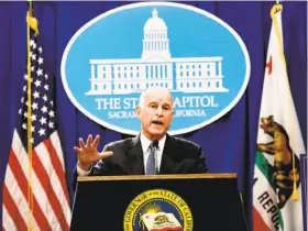  ?? Gary Coronado / Los Angeles Times ?? California Gov. Jerry Brown is making adjustment­s that might counter President Trump’s skepticism about climate change.