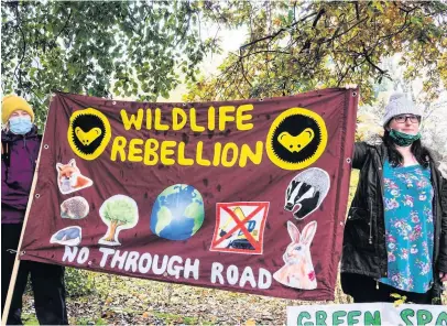  ??  ?? Demonstrat­ion Members of Extinction Rebellion Stirling protesting against the controvers­ial Viewforth Link road in November last year