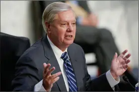  ?? (AP/Susan Walsh) ?? Senate Judiciary Committee Chairman Sen. Lindsey Graham praised Supreme Court nominee Amy Coney Barrett during her confirmati­on hearing Wednesday as “unashamedl­y pro-life,” saying she “embraces her faith without apology.”