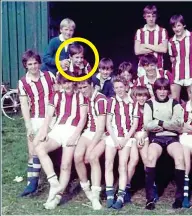  ??  ?? Roughing it: Southgate and his team-mates at Hazelwick School had to change in a cattle truck on a tour to France