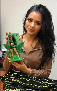  ?? RECORDER PHOTO BY ESTHER AVILA ?? Eyelene, a model and social-media influencer, poses with the prototype of her Homie, which will be a part of Series 14 that also includes Vicente Fernandez and Cesar Chavez.