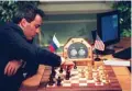  ?? ?? In this file photo taken on May 07, 1997 World Chess Champion Garry Kasparov (left) makes a move on May 1997 in New York during his fourth game against the IBM Deep Blue chess computer.