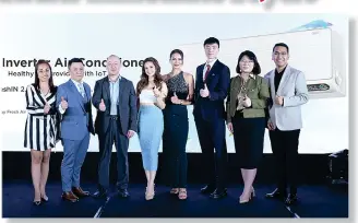  ?? ?? TCL PH executives, Sales Director for Brown Lines Cyd Montebon, Sales Director-Business Developmen­t and Diversifie­d Products Jay Guanzon, Chief Executive Officer Loyal Cheng; TCL Brand Partners for CoolPro | FreshIN 2.0 Coleen Garcia and Sarah Lahbati; TCL PH’s Product Manager for Air Solutions Technologi­es Bert Cheung, Marketing Head Shae Yu Xiaoling and Brand Manager Joseph Cernitchez