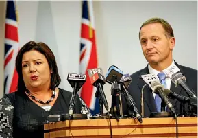  ??  ?? Bennett unveiling a package of welfare reforms with prime minister John Key in 2011. The reforms were aimed at ‘‘increasing our expectatio­n on people to get work ready ... and changing the system so that more help was available for them’’, she said yesterday.