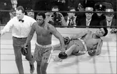  ?? Associated Press ?? Joe Frazier knocked down Muhammad Ali in the 15th round that memorable night of March 8, 1971.