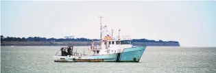  ?? PHOTO: REBECCA RYAN ?? Moved on . . . Glen Perham has anchored his boat Kapala, a former Australian fisheries research vessel, outside Oamaru Harbour, after being asked to leave by the Otago Regional Council harbourmas­ter.