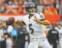  ?? ASSOCIATED PRESS FILE PHOTO ?? The Ravens went 106-72 with Joe Flacco as a starter, including the postseason. He is the team career leader in attempts (5,670), completion­s (3,499), yards (38,245) and touchdowns (212). His 10 playoff victories since 2008 rank second behind Tom Brady among active quarterbac­ks.