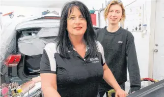  ?? PETER SIMPSON ?? Michelle Nickerson, left, is the sole owner of CSN County Collision Centre in Blockhouse. Lauren Sharratt is an apprentice technician working toward a Red Seal designatio­n. Both women have found their place in the male-dominated autobody industry.