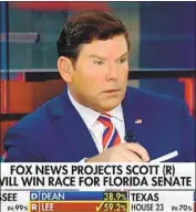  ?? Fox News ?? FOX NEWS anchor Brett Baier led the network’s ratings-topping coverage with Martha MacCallum.