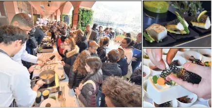  ?? (Photos Michael Alesi) ?? Cinq classes primaires ont pu goûter à des plats de chefs élaborés à partir de poissons pêchés en Méditerran­ée.