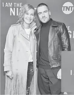  ?? — Gambar AFP ?? TURUT BERLAKON: Connie Nielsen dan anak lelakinya Sebastian Sartor semasa tayangan perdana ‘I Am The Night’ di Los Angeles baru-baru ini.