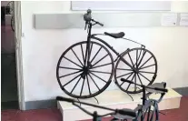  ?? Bertrand Langlois / AFP ?? A wooden-wheeled bicycle exhibit at Claude Reynaud’s museum in Domazan, southern France.