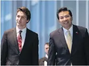  ?? JUSTIN TANG / THE CANADIAN PRESS ?? Prime Minister Justin Trudeau with China’s ambassador to Canada, Luo Zhaohui, right, in Ottawa in January. “(In) China, we’ve got a long way to go to improve the human rights situation...”, Luo said last week.