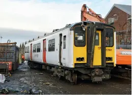  ??  ?? DTS 77212 from 317661 meets its end at Eastleigh Works on November 25, 2020 as the Raxstar staff get to work. (Carl Watson)