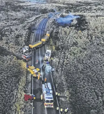  ?? SHOCKING: The scene of Thursday’s fatal car accident near Mount Isa. Picture: OUTBACK DRONES ??