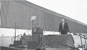  ?? GETTY ?? President Donald Trump promised a “big, beautiful wall” along the U. S.- Mexican border, though constructi­on hasn’t been completed.