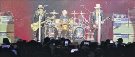  ?? COLIN MACLEAN/JOURNAL PIONEER ?? Legendary rockers ZZ Top, consisting of Dusty Hill, Frank Beard and Billy Gibbons, rocked Summerside Tuesday night in one of only two stops in the Maritimes on this tour for the band.