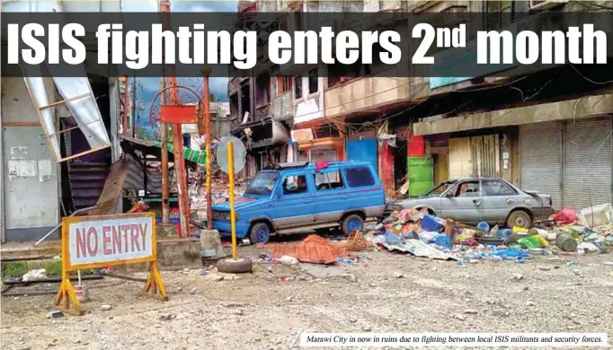  ??  ?? Marawi City in now in ruins due to fighting between local ISIS militants and security forces