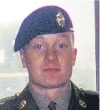  ?? Pictures: Dougie Nicolson, PA and Saltire News. ?? Clockwise from top: Yvonne Heath with a photo of her late son James Collinson; Private Collinson in his army days; and his grave at Perth’s Jeanfield Cemetery before the lantern on the right was stolen over Christmas.