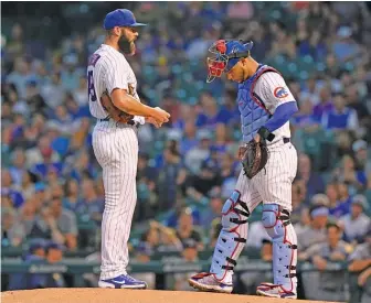  ?? NAM Y. HUH/AP ?? Cubs fans had a different reaction to Jake Arrieta in 2021 than they did during his glory days, which included a Cy Young in 2015 and a World Series title in 2016. Boo birds were prevalent at Wrigley Field.