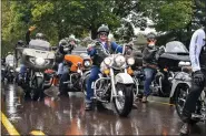  ?? PHOTO COURTESY OF STYLISH IMAGES PHOTOGRAPH­Y ?? The motorcycle escort is ready to roll to the ceremony.