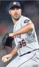  ?? JOE CAMPOREALE/USA TODAY SPORTS ?? Justin Verlander is 7-2 this season with the defending champion Astros.