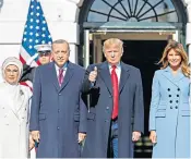  ??  ?? Donald Trump, with First Lady Melania, was hosting Turkey’s Recep Tayyip Erdogan and his wife Emine as the hearings got under way