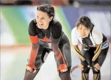  ?? Special to The Okanagan Weekend ?? Penticton-born skater Abigail McCluskey smiles after a race in Salt Lake City, Utah, earlier this season.