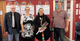  ??  ?? Oficiating at the celebratio­n, from left, old pupil Frank Turner, principal Nikki Christie, Hiraina Tamihana, Craig Bishop (BOT chairman).