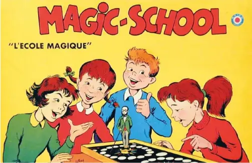  ??  ?? Magic-school : l’école magique, jeu magnétique pour l’apprentiss­age de l’anglais, vers 1960
