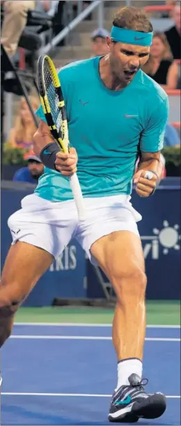  ??  ?? GANADOR. Nadal celebra un punto durante un partido en Montreal.