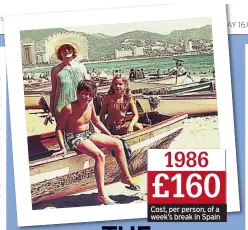 ?? ?? 1986 £160
Cost, per person, of a eek’s break i n Spain