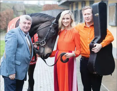  ??  ?? Chef Martin Shanahan, Holly Barry of the Barry Group and Paul Keating of The Frank and Walters launching the ‘Race and Taste Festival’, which will take place at the Cork Racecourse, Mallow in May . Photo: Darragh Kane.