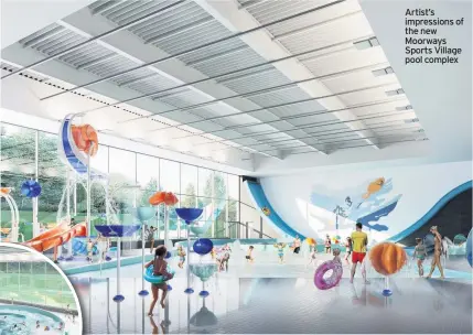  ??  ?? Artist’s impression­s of the new Moorways Sports Village pool complex