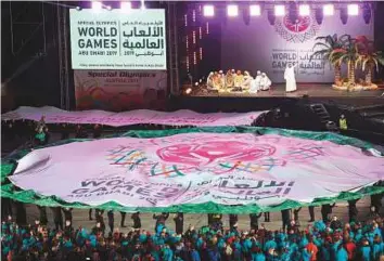  ?? Courtesy: Organiser ?? Emirati performers were put into the global sporting spotlight as the UAE capital officially began the countdown to hosting the Special Olympics World Games Abu Dhabi 2019.