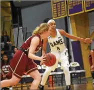  ?? ANNE NEBORAK — DIGITAL FIRST MEDIA ?? WCU’s Porscha Speller defends against Lock Haven’s Madison McHale.