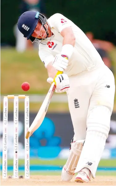  ?? Agence France-presse ?? England’s Joe Root in action on day four of their second Test against New Zealand in Hamilton on Monday.