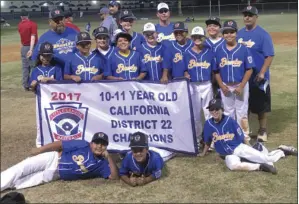  ??  ?? COURTESY OF SHAELEY FRANKS The Brawley Little League 10-11-year-old All-Star team smiles for a photo after winning the District 22 title. The team hosted the Section 7 tournament that started Saturday. PHOTO