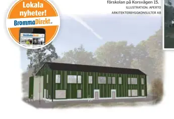  ?? ILLUSTRATI­ON: APERTO ARKITEKTER­BYGGKONSUL­TER AB FOTO: NORCONSULT ?? PLANER. Skiss över den nya förskolan på Korsvägen 15.
STÖRRE. Förskolan Nyängsägen 66 ska byggas ut och bli dubbelt så stor med plats för 108 barn.
Det barn som ansökt till någon av nämnda förskolor och fått plats, kommer alltså få flytta med till evakuering­slokalen.
Det finns alltid möjlighet att byta förskola, dock blir det ett nytt ködatum vilket innebär att det kan ta längre tid att få plats på en förskola, enligt stadens regler för kö och placering.