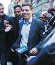  ?? CHRISTOPHE­R KATSAROV / THE CANADIAN PRESS ?? Patrick Brown leaves the Conservati­ve Party headquarte­rs in Toronto on Friday.