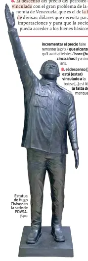  ?? (Sipa) ?? Estatua de Hugo Chávez en la sede de PDVSA.