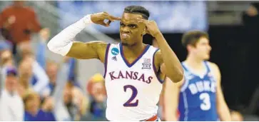  ?? JAMIE SQUIRE/GETTY IMAGES ?? Lagerald Vick is averaging 12.2 points a game for Kansas in the NCAA tournament after a difficult regular season.